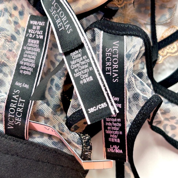 3pc‎ Victoria’s Secret Very Sexy Sheer Leopard Bra Waist Cincher Garter & Thong - Picture 17 of 17